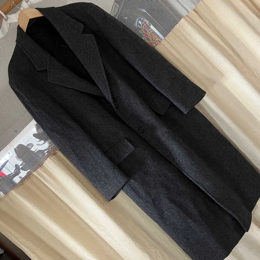 London fog Men's Gray Wool Overcoat
